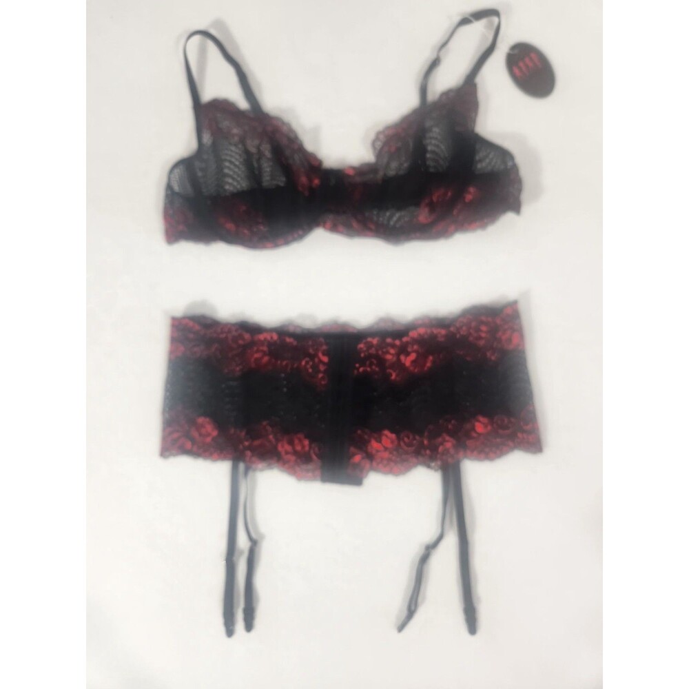 Avidlove Women Size XL Lace Lingerie Set with Garter Belt Panty Bra Babydoll